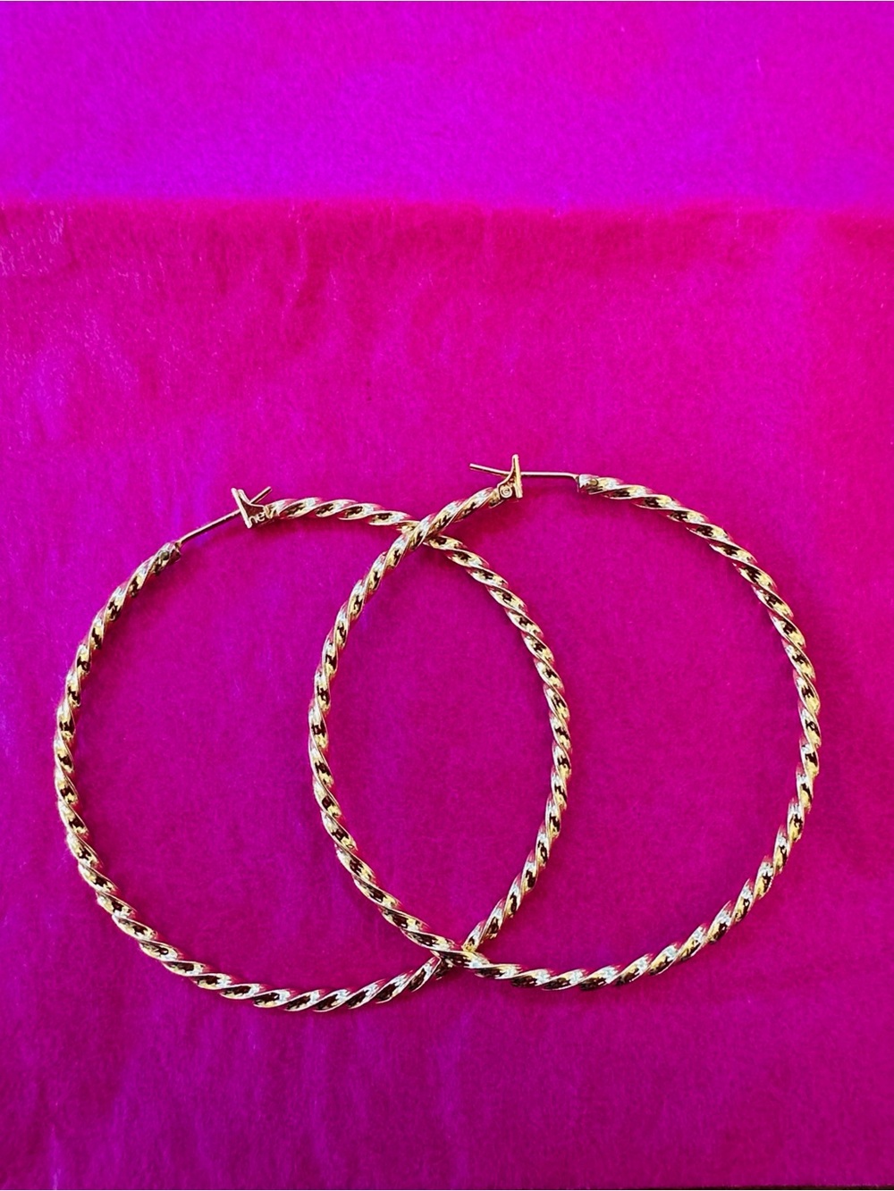 Vintage Monet Twisted Hoop Pierced Earrings in Gold Tone